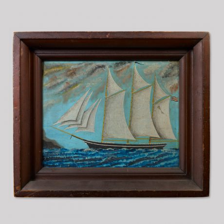 Portrait of a Schooner with American Flag